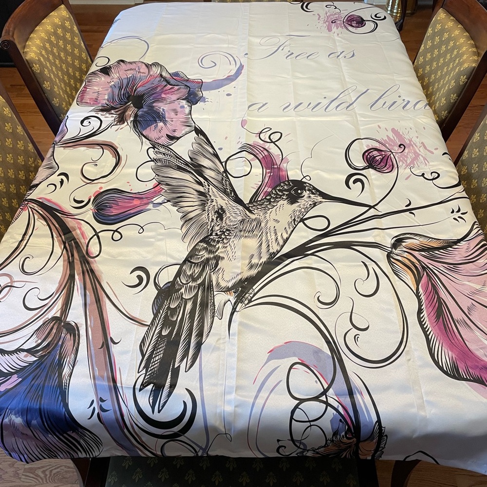Artistic Bird Print Tablecloth